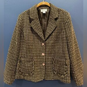 Women’s blazer jacket brown multi tweed size 16 W